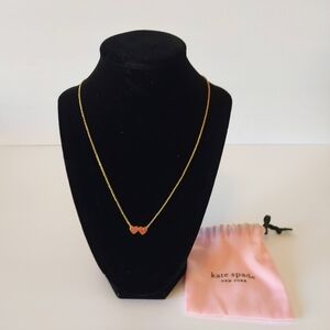 Kate Spade Gold Necklace with Red Hearts